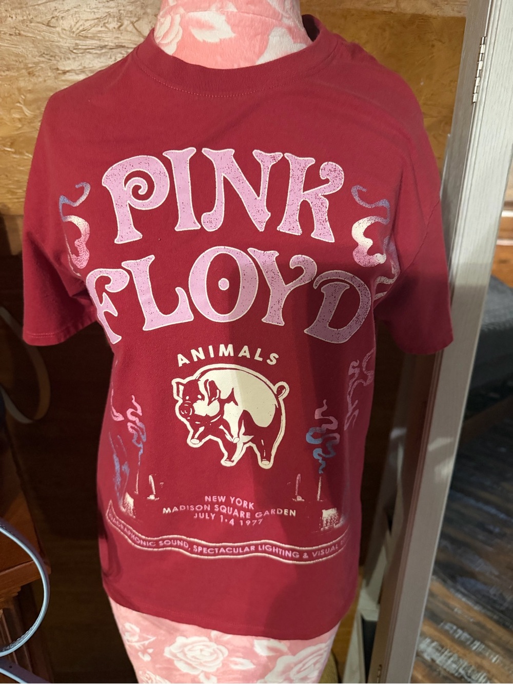 Pink Floyd Maroon Graphic 'Animals' Short Sleeve Tee